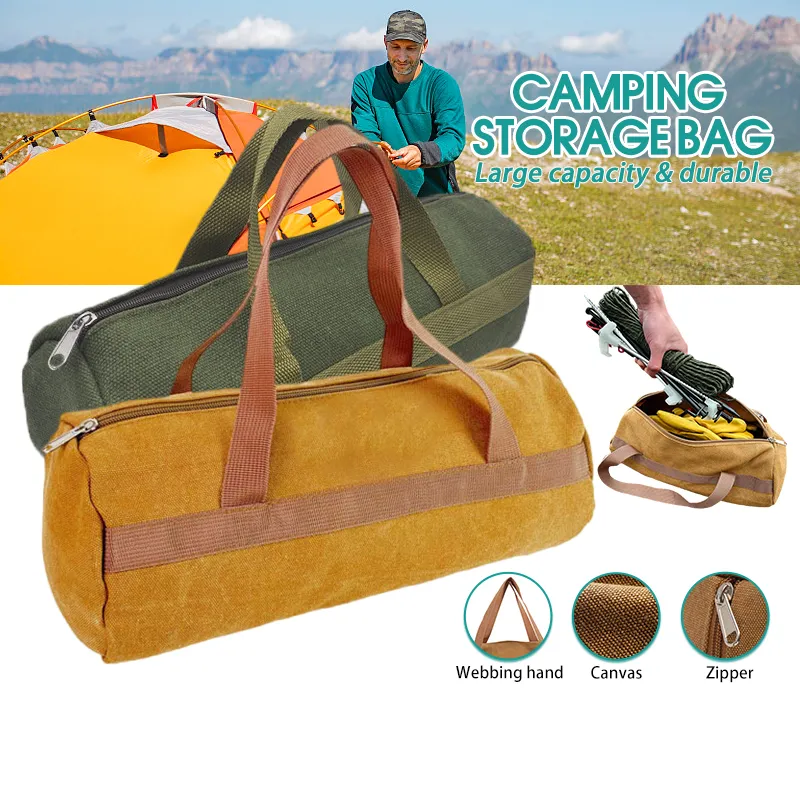 New Portable Camping Canvas Storage Bag Cylinder Hand Carrying Ground Nail  Bag