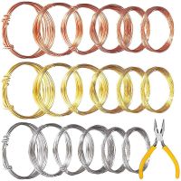 18 Rolls 420 Ft in Total Copper Wire for Jewelry Making with Needle Nose Pliers Jewelry Beading Wire 6 Sizes, 3 Colors