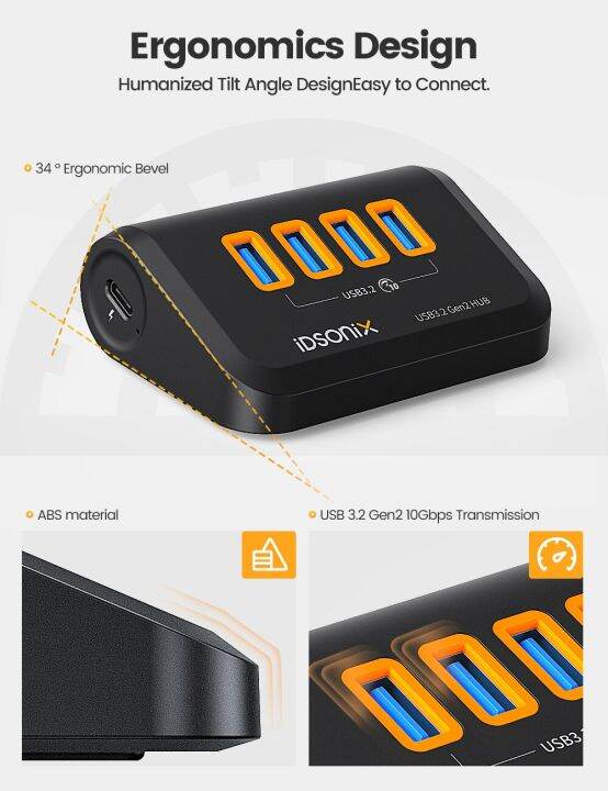 idsonix-ชนิด-c-usb-3-2ฮับแท่นวางมือถือ10gbps-ซ็อกเก็ต-usb-a-แท่นสวิทช์สลับสัญญาณ-gen2สำหรับพื้นผิวแล็ปท็อปแมคบุ๊คพีซี