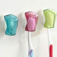 QianXing Shop 3pcs Household Family Wall Mounted Dust Proof Toothbrush Holder Rack Bathroom Creative Sucker Toothbrush Dust Cover