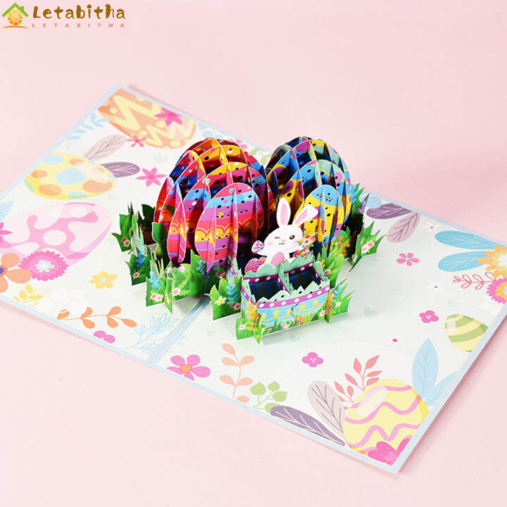 letabitha-การ์ดที่มีซองจดหมายอวยพรไข่กระต่ายอีสเตอร์-3d-แฮนด์เมดเด็กการ์ดป๊อปอัพมีความสุขของขวัญอีสเตอร์