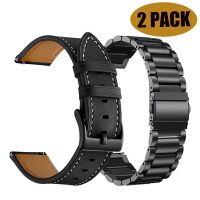 ◑❉ 18mm 20mm 22mm Metal Strap For Garmin Vivoactive 3 4 4s Band Watch Venu 2 2s SQ Forerunner 645 Bracelet Leather Loop