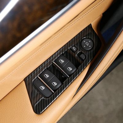 4Pcs Carbon Fiber Car Window Lift Switch Button Cover Trim Frame Sticker for BMW 5 Series G30 2018-2022 Car Accessories