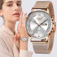 2023 LIGE Luxury Ladies Watch Women Waterproof Rose Gold Steel Strap Women Wristwatch Top Brand Bracelet Clocks Relogio Feminino