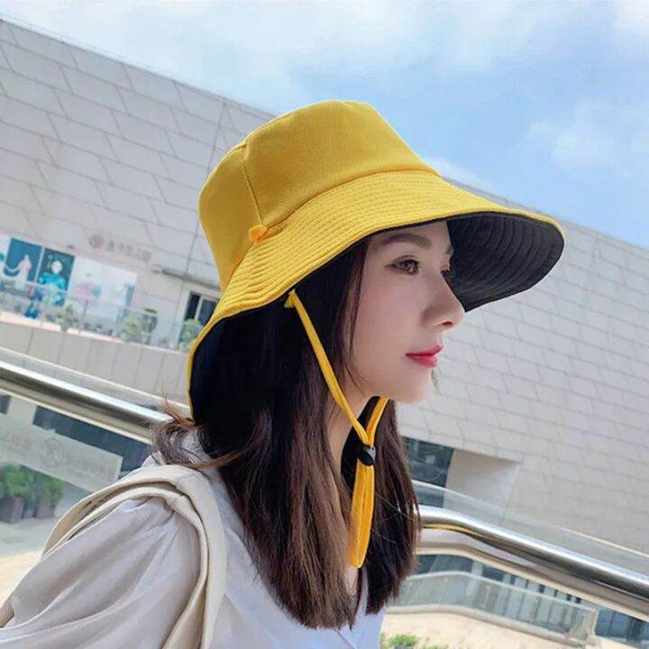 hot-summer-foldable-bucket-hat-unisex-women-outdoor-sunscreen-cotton-fishing-hunting-cap-double-side-sun-prevent-hats-bucket-hat