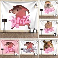 Kawaii Room Decoration Background Cloth Decorative Blanket Pink Mouse Funny Pattern Wall Tapestry