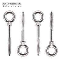 6Pcs M6/M8 Eye Shape Screws Metal Hook 316 Stainless Steel Wood Terminal Ring Eyelet Hooks Self Tapping Wire Rope Accessories