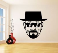 (สติ๊กเกอร์และรูปลอกติดผนัง) Yang Dapat Dilepas Lengket Diker Vinyl Stiker Breaking Bad Heisenberg dengan Kacamata Hitam Stiker Dinging Kamar Tidur Sen