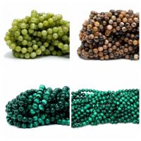 Natural Stone Idocrase Chiastolite Hiastolite Malachite Loose Beads for Jewelry Making DIY Bracelet Accessories 4/6/8/10mm