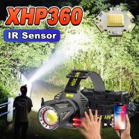 【lz】❡▦  Super XHP360 Poderoso Farol LED Sensor IR XHP199 Farol Lanternas 18650 USB Recarregável Cabeça Lanterna Lanterna de Acampamento