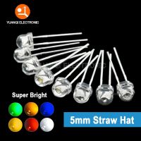 50PCS 5mm Straw Hat LED Diode Super Bright White 0.3W 0.5W 0.75W F5 Power Light Emitting Diode Red Yellow Green Blue Warm White Printing Stamping