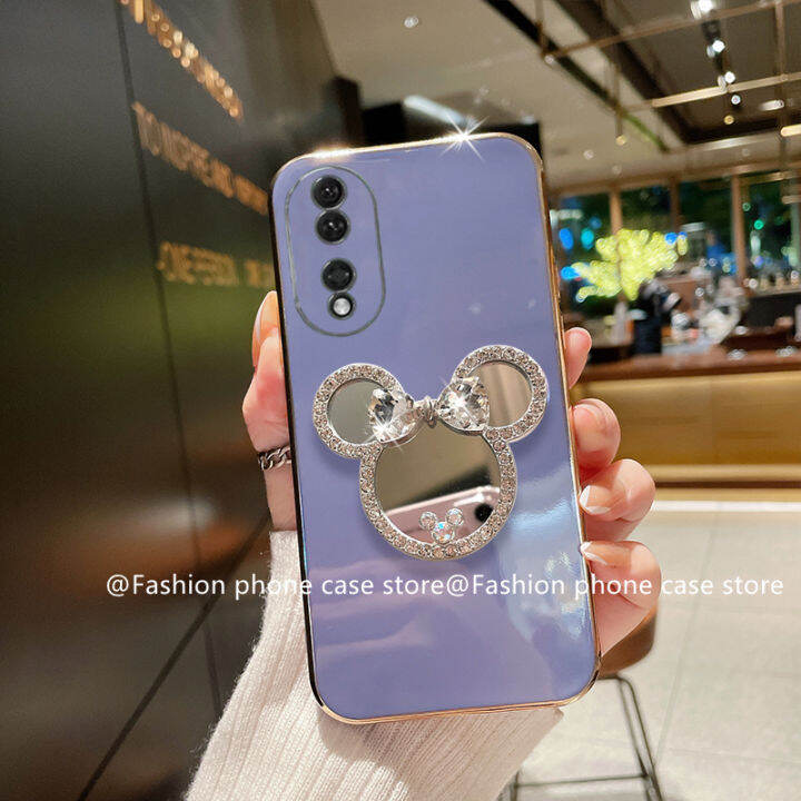 phone-case-เคส-honor90-honor-90-lite-5g-ลายการ์ตูนน่ารักกระจกแต่งหน้าไรน์สโตนที่วางโทรศัพท์กรอบแบบนิ่ม2023