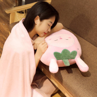 (ร้อน) น่ารักสตรอเบอร์รี่หมอนตุ๊กตาด้วยผ้าห่มผลไม้นุ่มยัดไส้ Nap นอน Plushie ตุ๊กตายิ้มใบหน้ากระบองเพชรตกแต่งบ้านของเล่นเด็กของขวัญ