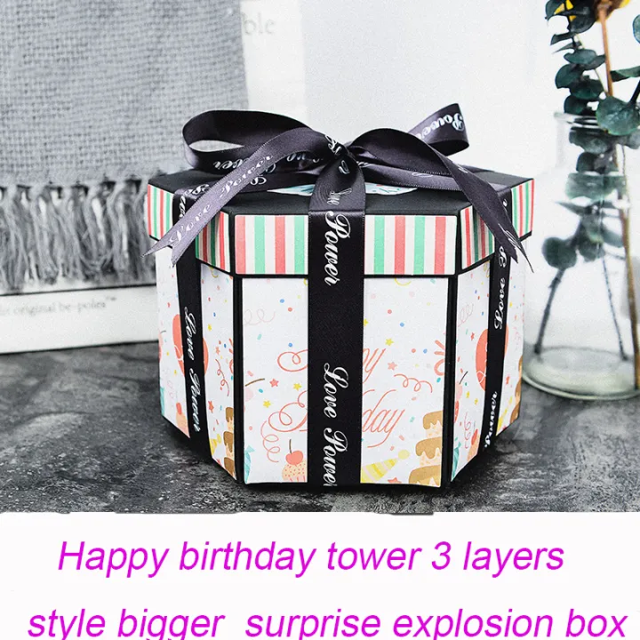 Tower Shape 3 layer DIY Surprise Love Explosion Box Gift Explosion for