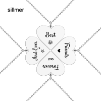 สร้อยคอสแตนเลสรูปหัวใจแฟชั่นสำหรับผู้หญิง4ชิ้นสร้อยคอโซ่สีเงินสร้อยคอประดับจิวเวลรี่