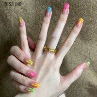 Rosalind 24Pcs เล็บปลอมฤดูร้อนสีไอศกรีมสั้นบัลเล่ต์เล็บสำหรับหญิงสาวเล็บประดิษฐ์เล็บปลอมชิ้น Salon Finger Toes DIY เล็บปลอมแพทช์เล็บกดบนเล็บ Easy Tear ไม่ตกเล็บสไตล์ฝรั่งเศสสติ๊กเกอร์ติดเล็บแบบเต็มรูปแบบ