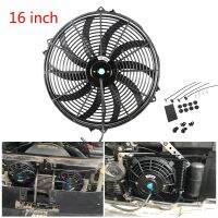 ชุดติดตั้งพัดลมไฟฟ้า16นิ้ว12V 120W สีดำแบบพลิกกลับได้บางเรดิเอเตอร์ระบายความร้อน