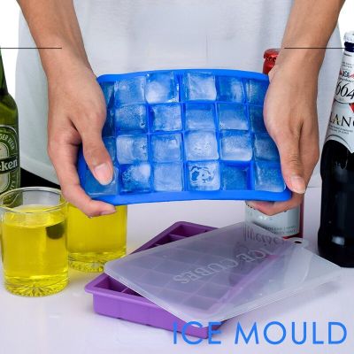 Food-grade 24-hole Silicone Ice Tray with Lid Square Ice-making Box Supplementary Food Puree Cheese Jelly Mold Ice Cube Mold Ice Maker Ice Cream Mould
