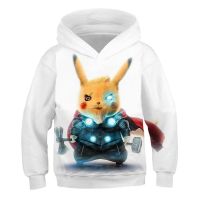 [In stock] อีคอมเมิร์ซ ชายใหญ่บริสุทธิ์ hoodie อะนิเมะเอลฟ์ Pikachu 3d พิมพ์เสื้อยืดเด็กเสื้อผ้าเด็ก