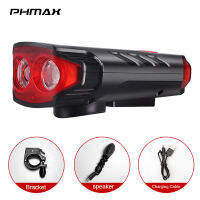 PHMAX ไฟจักรยานพลังงานแสงอาทิตย์2000มิลลิแอมป์ชั่วโมง USB ชาร์จ MTB จักรยานฮอร์นโคมไฟ600ลูเมนกันน้ำไฟจักรยานกับพลังงาน