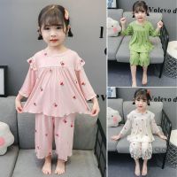 【Ready Stock】 ◕✤ C22 Summer Girls Cute Pajamas Childrens Seven-point Air Conditioning Suit Little Girls Princess Home Clothes