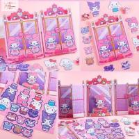 HJDJ เมโลดี้ Kuromi Quiet Book คุโรมิ Cinnamoroll เกมสติกเกอร์เมโลดี้ ความสามารถในการใช้มือ ของเล่นทำเอง สมุดทำมือ Melody DIY ของขวัญสำหรับเด็ก