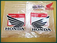 HONDA WING 75 mm. FAIRING EMBLEM DECAL #สติ๊กเกอร์ HONDA ของแท้ 75มม. พื้นดำ ตัดเส้นขาว