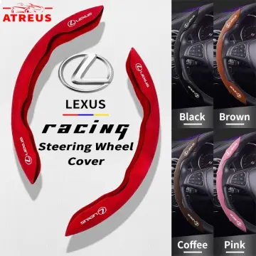 Black 15" Car Steering Wheel Cover Genuine Leather For LEXUS