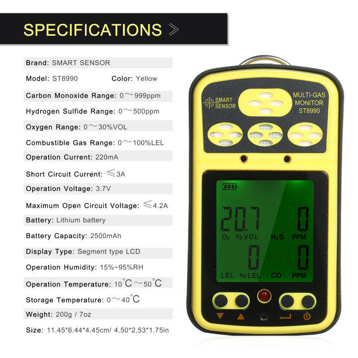 smart-sensor-st8990-multi-gas-monitor-rechargeable-4-in-1-o-lel-co-h-s-gas-detector-tester-sensor-with-backlight-alarm-function-lcd-display-eu-plug