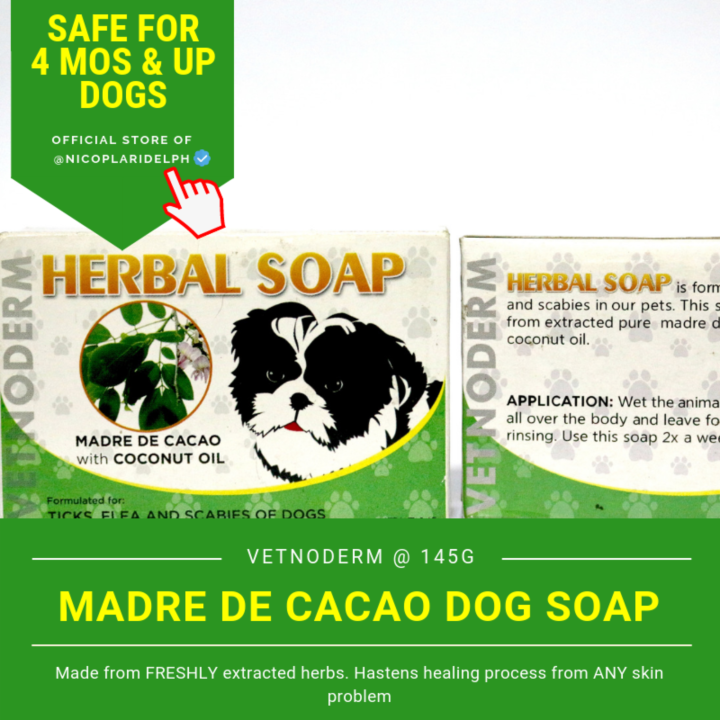 Vetnoderm Madre De Cacao Soap for Ticks, Fleas and Scabies of Puppies