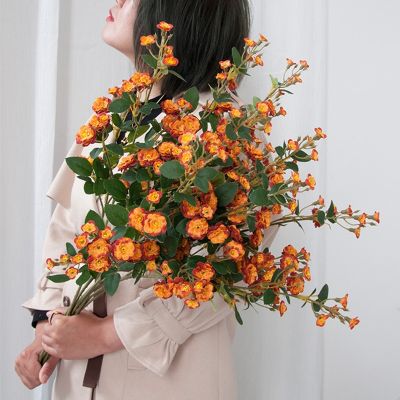 [AYIQ Flower Shop] กุหลาบขนาดเล็กหรูหรากิ่งยาวดอกไม้ประดิษฐ์ของตกแต่งงานแต่งงานเจ้าสาว Maraige ดอกไม้ประดับห้องพวงหรีดดอกไม้ประดิษฐ์