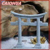 CAIOHUA สีเทาและสีเทา ประตู Torii ญี่ปุ่นขนาดเล็ก งานฝีมืองานประดิษฐ์ หินทรายเทียม ศาลเจ้า shinto ขนาดเล็ก ของขวัญสำหรับเด็ก เครื่องประดับถังปลา การจำลอง Torii ของเล่นสำหรับเด็ก