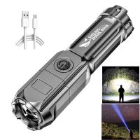 Portable Bright Flashlight USB Rechargeable Telescopic Focusing Flashlight Outdoor Camping Night Fishing Lighting Tool Rechargeable  Flashlights