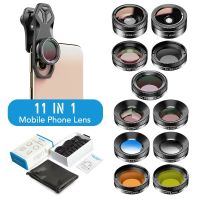 APEXEL 11 in 1 camera Phone Lens Kit Wide Angle Macro Full Color/Grad Filter CPL ND Star Filter for All Mobile Phone Accessories Smartphone Lenses