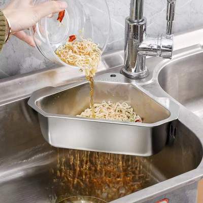 ที่กรองอ่างเหล็กสแตนเลส304เครื่องล้างจานกระเปาะกรองเครื่องมือทำครัวที่เก็บฟองน้ำผักสามเหลี่ยม