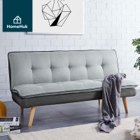 HomeHuk โซฟาปรับนอน 3 ที่นั่ง รุ่น Picasso เบาะผ้า 2 ชั้น ปรับเอน 180 องศา 180x48x77 cm โซฟาเบด โซฟามินิมอล โซฟา sofabed โซฟาเล็ก โซฟานอน ที่นอนโซฟา โซฟา3ที่นั่ง โซฟาผ้า Extra Cushion Sofabed 3S with Wooden Leg