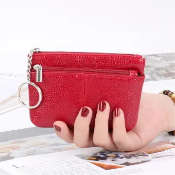 Mini Wallet Keychain Fashion Pu Leather Coin Purse Card Holder Bag