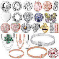 Original ตาข่ายคลิป Charm Fit Charmhub สร้อยข้อมือเงินแท้925 Heart ความปลอดภัยลูกปัดสำหรับ Charmhub สร้อยข้อมือตาข่าย