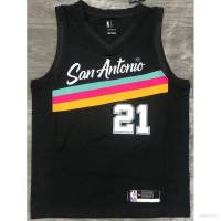 เสื้อกีฬาแขนกุด ลายทีม NBA Jersey San Antonio Spurs No.21 Tim Duncan พลัสไซซ์ 2021