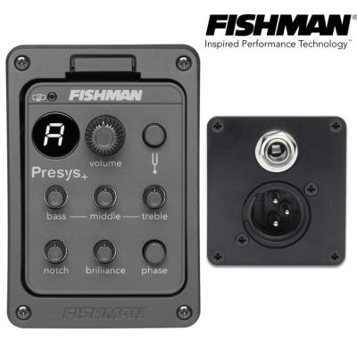 Fishman  Presys+ ปิ๊กอัพกีตาร์โปร่ง แบบติดตั้งด้านข้าง มีช่องเสียบแจ็ค 1/4" และช่องแจ็ค XLR รุ่น PSY-FAA-VAA (Presys Plus Onboard Preamp Pickup System)