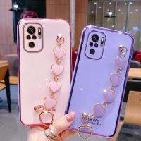 เคสข้อมือสุดหรูลายหัวใจสำหรับ Xiaomi Redmi Note 10 Pro 11 11pro 10 S 9 8 8T ฝาครอบสร้อยข้อมือซิลิโคน Note10 S