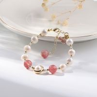 [COD] [Cherry is red] Batu natural crystal bracelet womens new hair cherry freshwater pearl