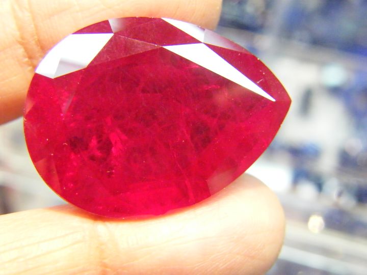 ทับทิม-ของเทียม-สีแดง-พลอย-ทรงหยดน้ำ-ผ่าน-การเผา-17x23-มม-1เม็ด-28-กะรัต-lab-made-gemstone-17x23-mm-weight-28-carats-pear-shape-1-piece