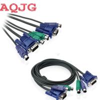 1.5M Usb Vga Svga Kvm 15 Pin สายเครื่องพิมพ์สลับ Ps2มาตรฐานสำหรับ Ps/ 2จอภาพแป้นพิมพ์ Mouses Aqjg