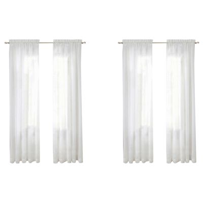 2X Window White Sheer Curtains 108 Inches Long 2 Panels Sheer White Curtains Clear Curtains Basic Rod Pocket Panel