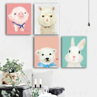 ภาพวาดสีน้ำมันสัตว์น่ารักเพนกวินกระต่ายหมีสี Frameless Home Wall DecorAnimals กระต่ายหมีเพนกวินห้องนอน Study การป้องกันทางสิ่งแวดล้อมตกแต่งภาพวาดภาพวาดหลัก