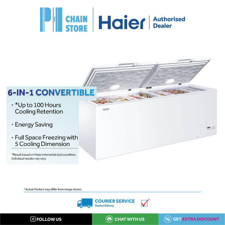 (COURIER SERVICE) HAIER BD458HP 450L 6IN1 CONVERTIBLE CHEST FREEZER