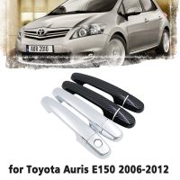 Black Carbon Fiber Handle Or Chrome Side Door Cover Trim Set For Toyota Auris E150 MK1 2006~2012 Car Essories Stickers 2007