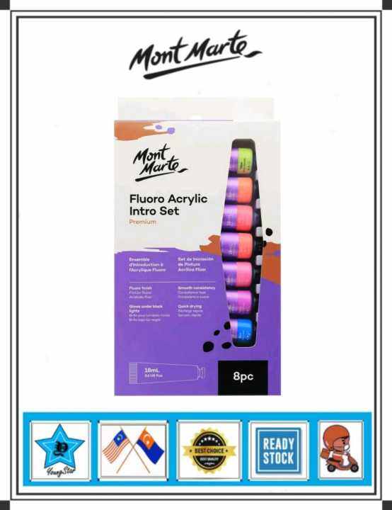 Fluoro Acrylic Paint Intro Set Premium 8pc x 18ml | Lazada