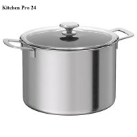 หม้อสแตนเลสพร้อมฝาแก้ว ขนาด 10 ลิตร Pot with lid stainless steelglass, 10 l